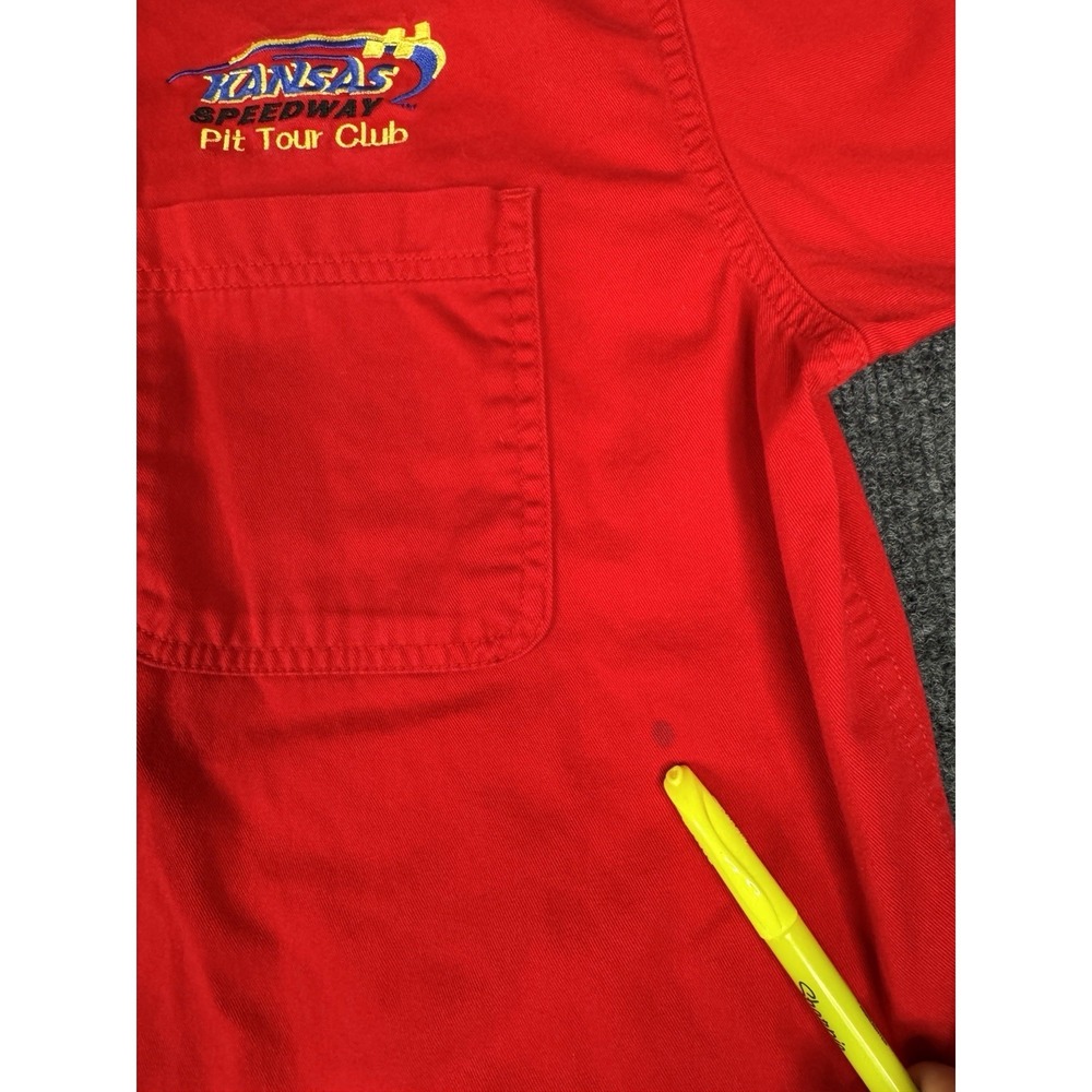 Kansas Speedway Pit Tour Club Men's Red Shirt Short Sleeve Button Down Large - Picture 5 of 9